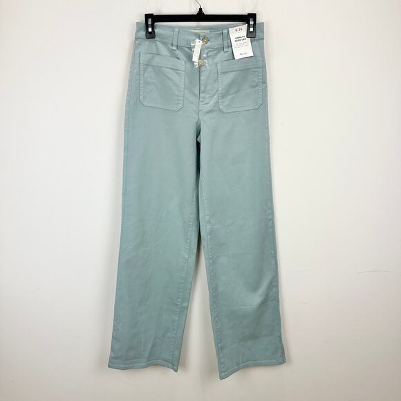 Madewell The Emmett Wide Leg Pant Patch Pocket Blue Horizon High Rise US 26 NWT - Picture 7 of 16